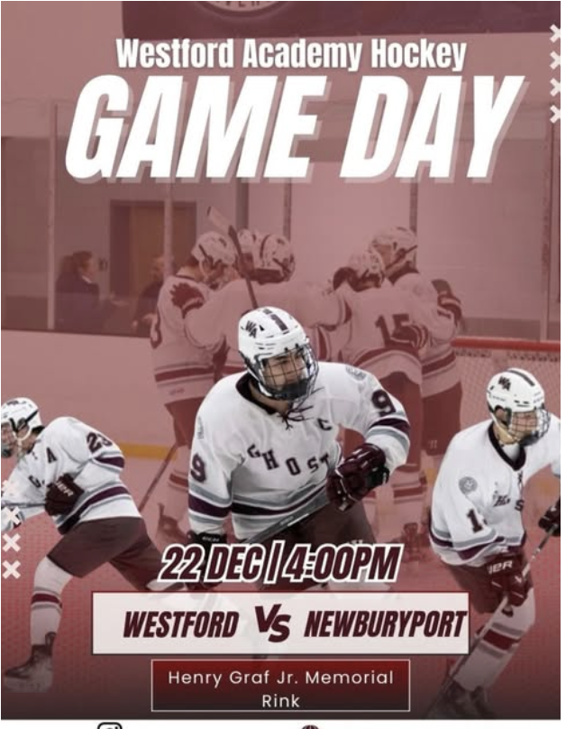 Westford Academy Hockey game day graphic